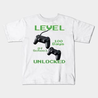 Level Unlocked 100 Days of School - PanfurWare LLC Kids T-Shirt